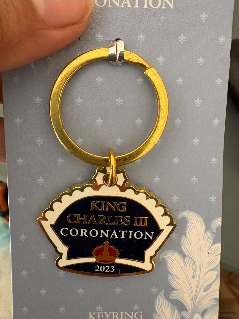 King Charles III Coronation 2023 Enamel Keyring - Navy & Gold